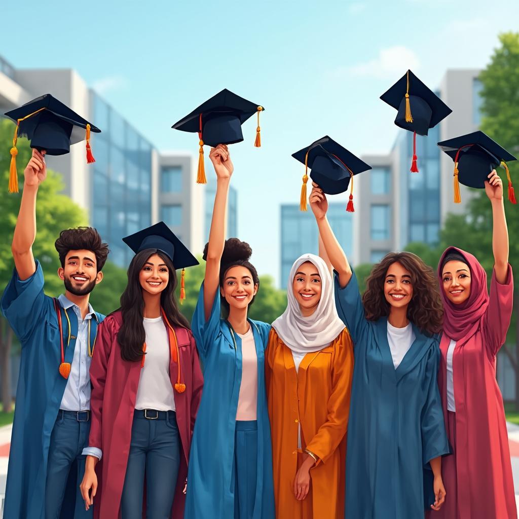 Students celebrating graduation
